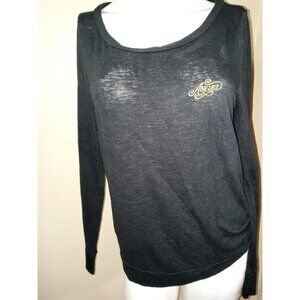 Victoria's Secret Lounge Pajama S Black Lightweight Round Neck Henley Top Shirt